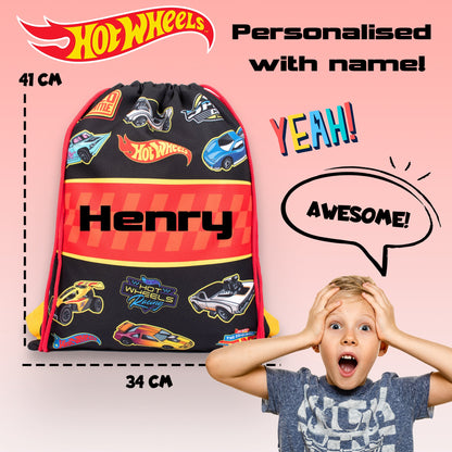 Official Hot Wheels / Personalized Drawstring Bag | Kids PE Bag | Fringoo