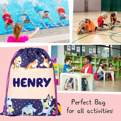 Official Bluey Personalised Drawstring Bag | Kids' PE Bag | Fringoo