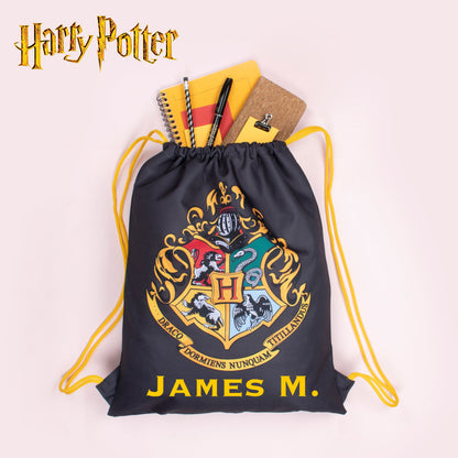Harry Potter Black Personalized Drawstring Bag for Kids