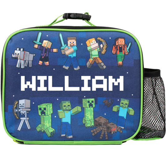 Personalized Lunch Bag - Minecraft Blue