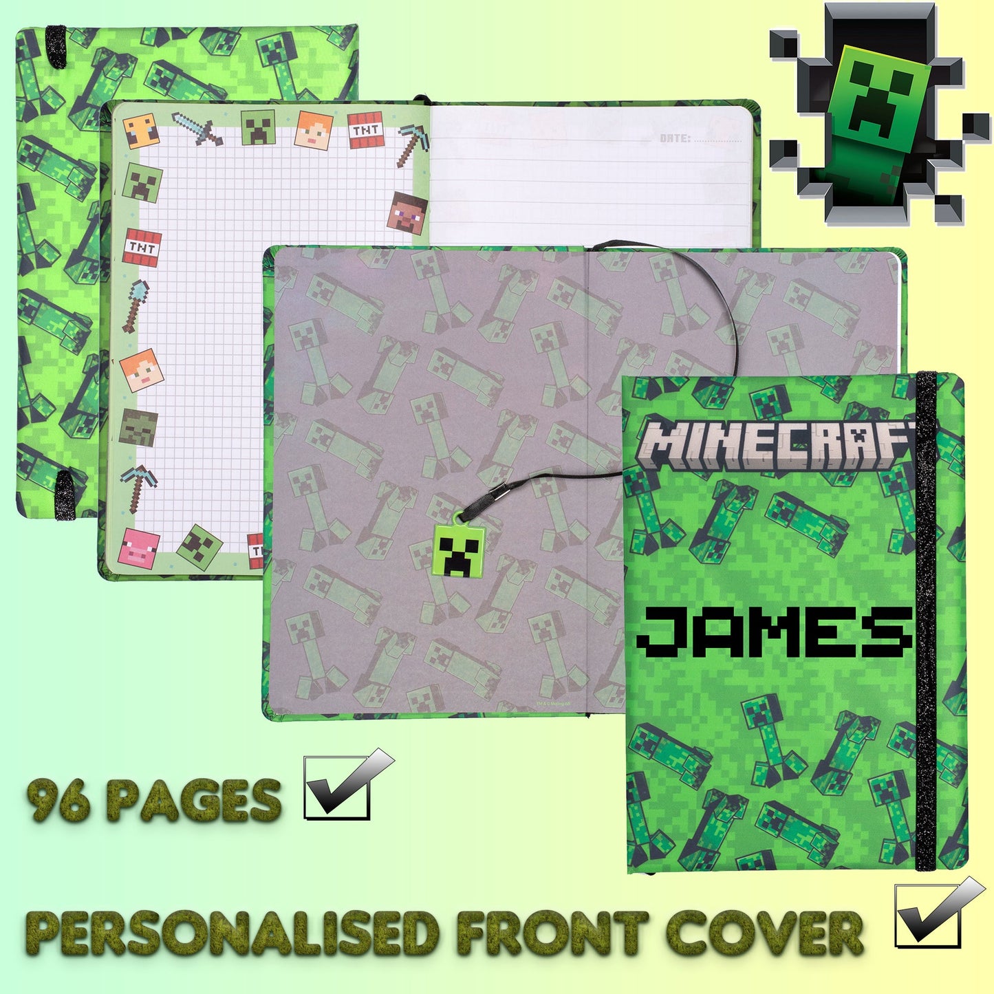 Personalized Minecraft Notebook - Green