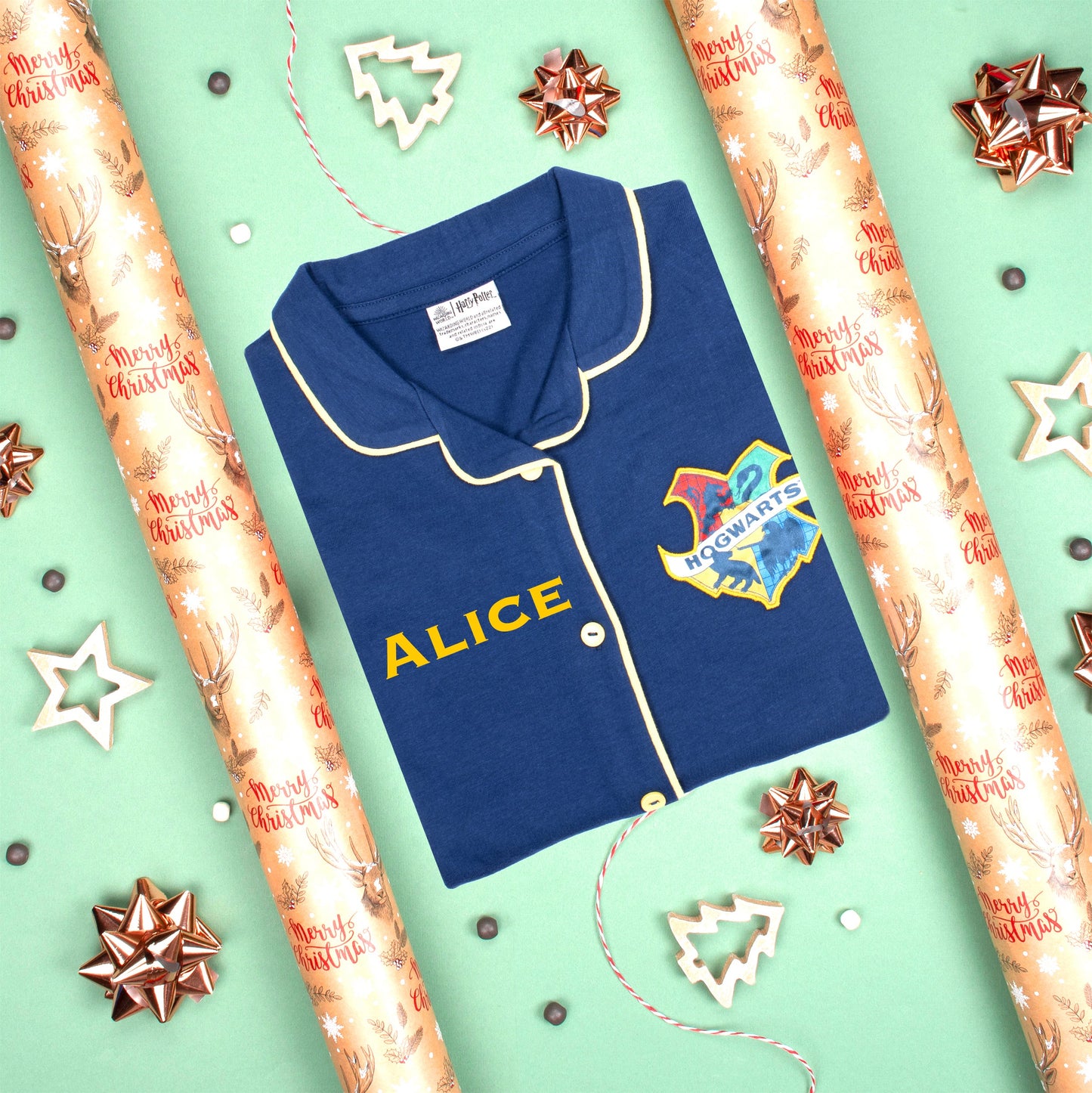 Harry Potter Personalized Pajamas with Buttons - Navy Blue