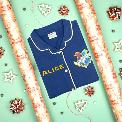 Harry Potter Personalized Pajamas with Buttons - Navy Blue