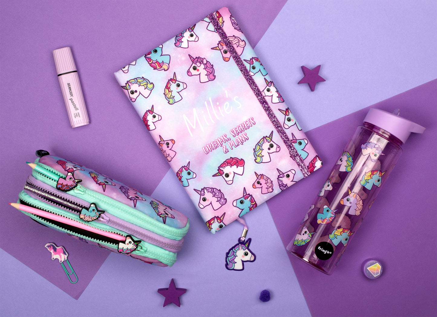 Personalized Notebook - Pastel Unicorns