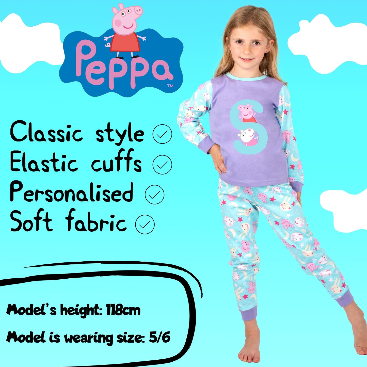 Peppa Pig Personalized Initial Pajamas
