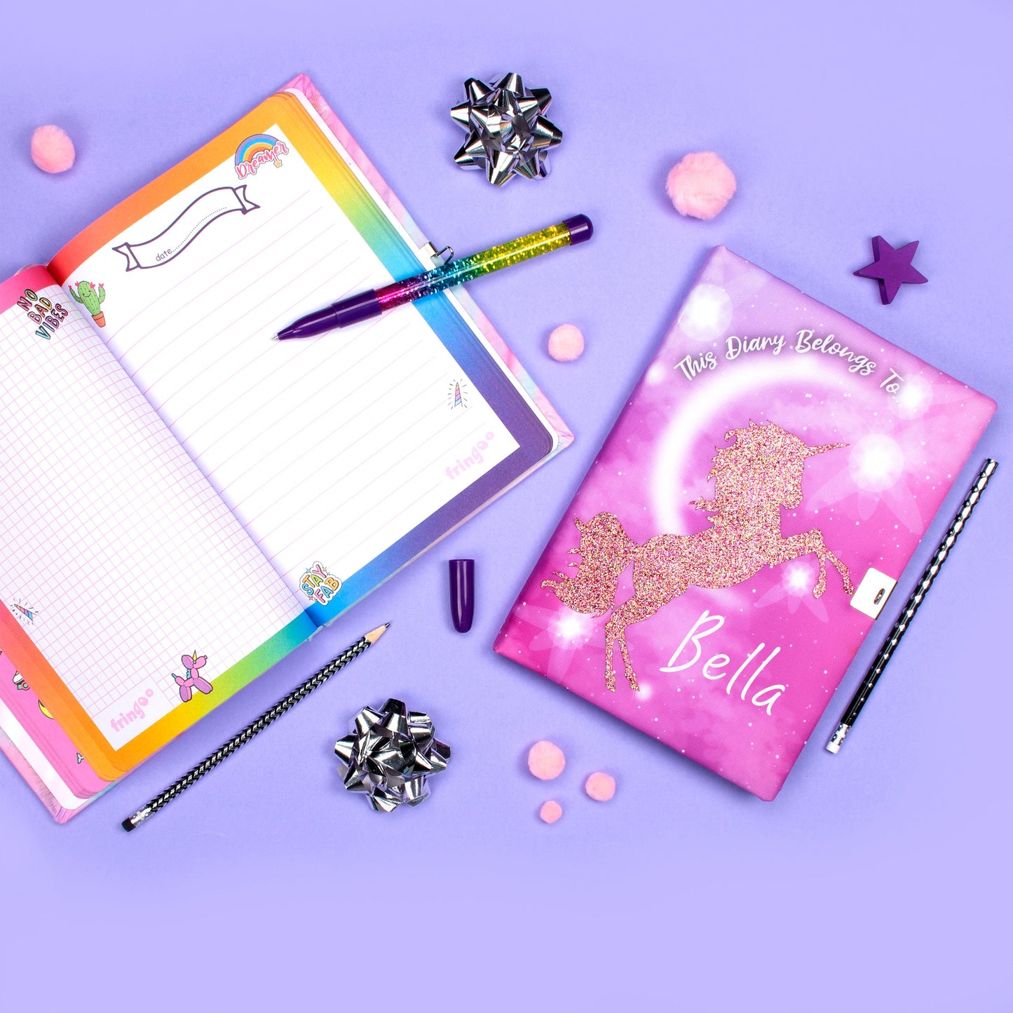 Personalized Notebook - Glitter Unicorn