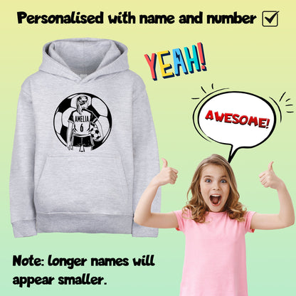 Fringoo football Sweat à capuche gris fille Cotton Rich Soft Hooded Sweatshirt- football Ball fille gris