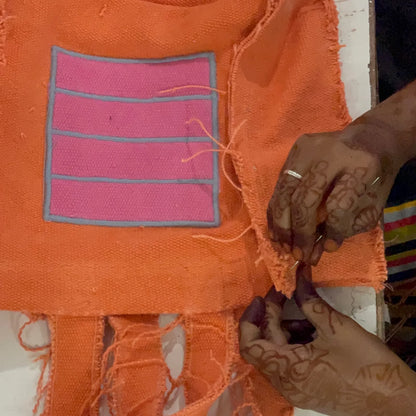 Fabric Handbag Orange Cell