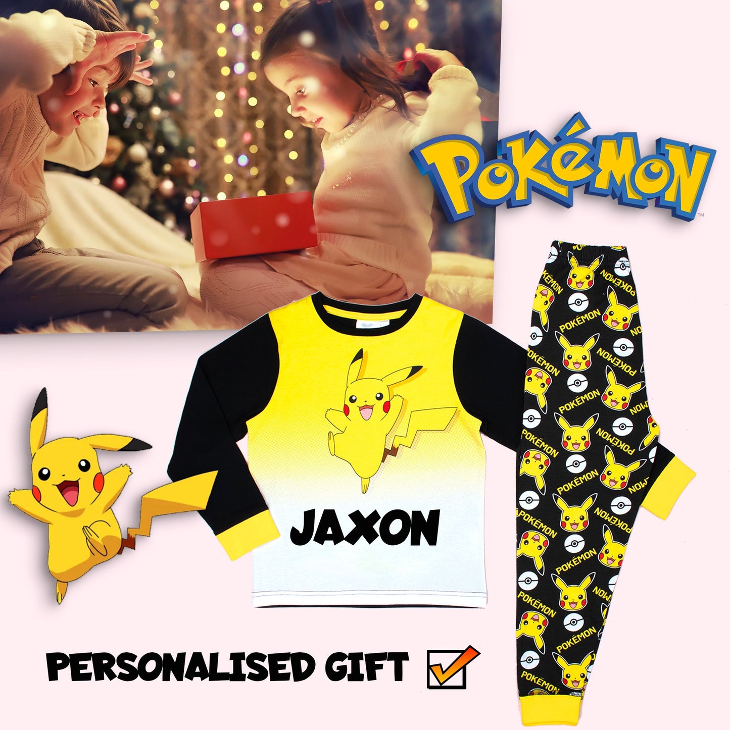 Pokemon Personalised Pyjamas - Pikachu