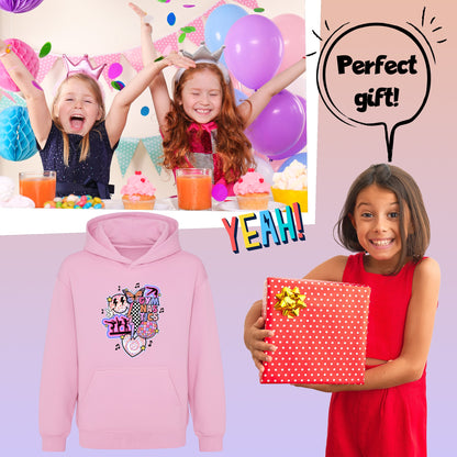Fringoo Gymnastic Hoodie for Kids Cotton Rich Soft Hooded Sweatshirt - Gymnastic Vibes - Pink