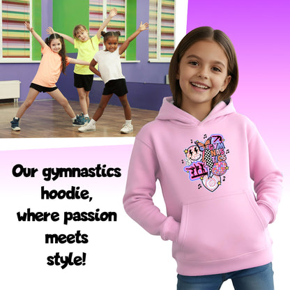 Fringoo Gymnastic Hoodie for Kids Cotton Rich Soft Hooded Sweatshirt - Gymnastic Vibes - Pink