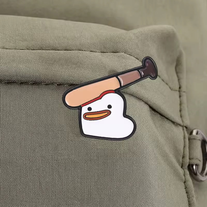 White Duck Baseball Pin