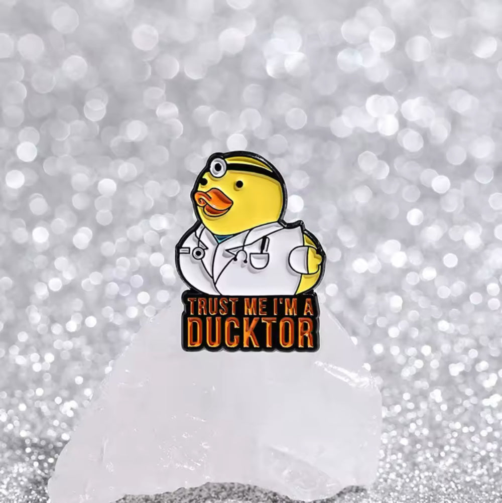 Gele eendspeld "Vertrouw me, ik ben Ducktor"