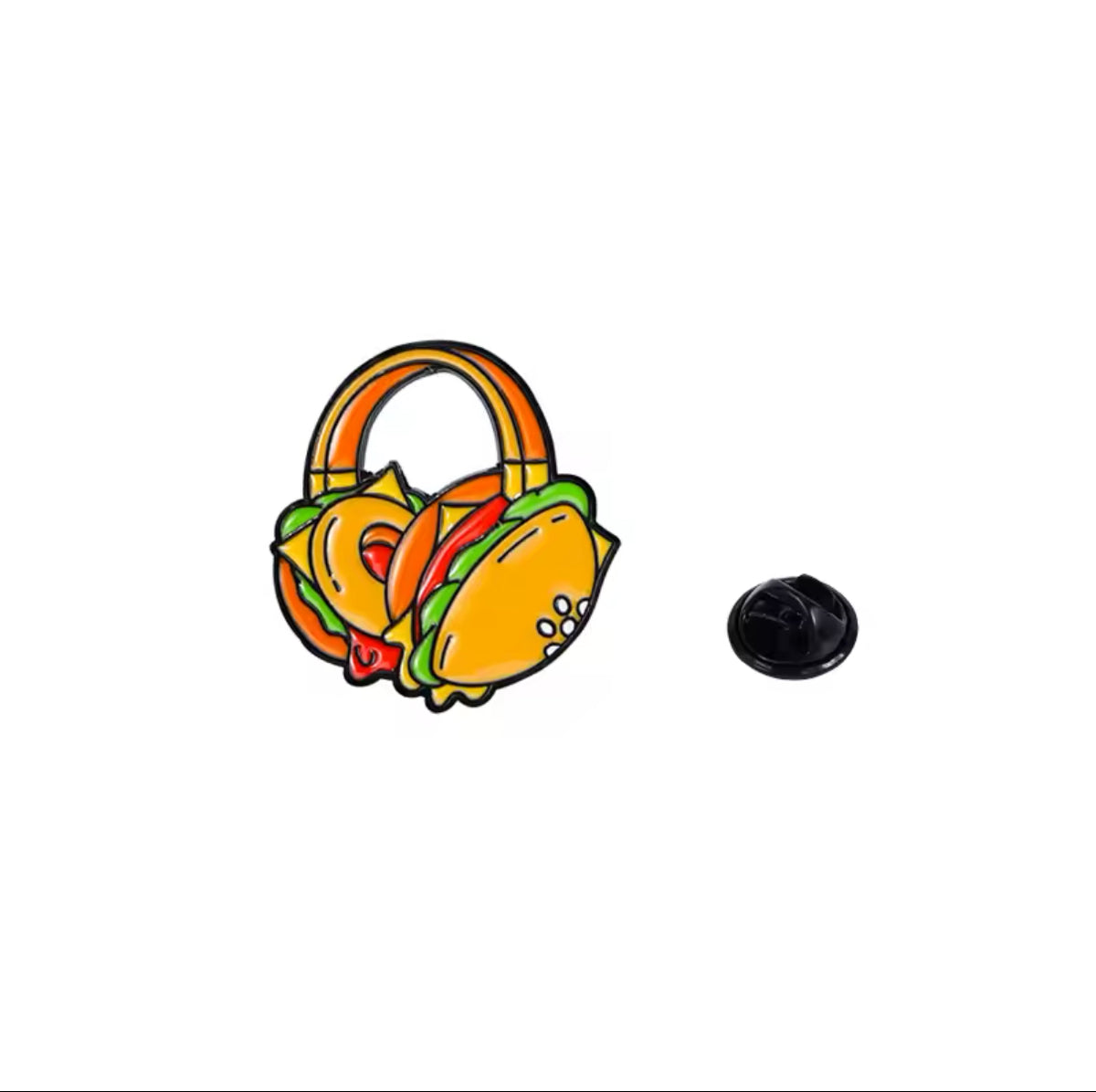 Burger koptelefoon speld