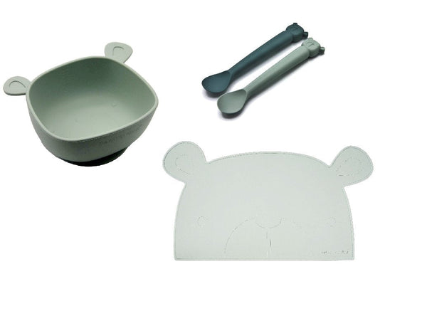 Iceberg Silicone Placemat, Spoon, and Learning Bowl Set