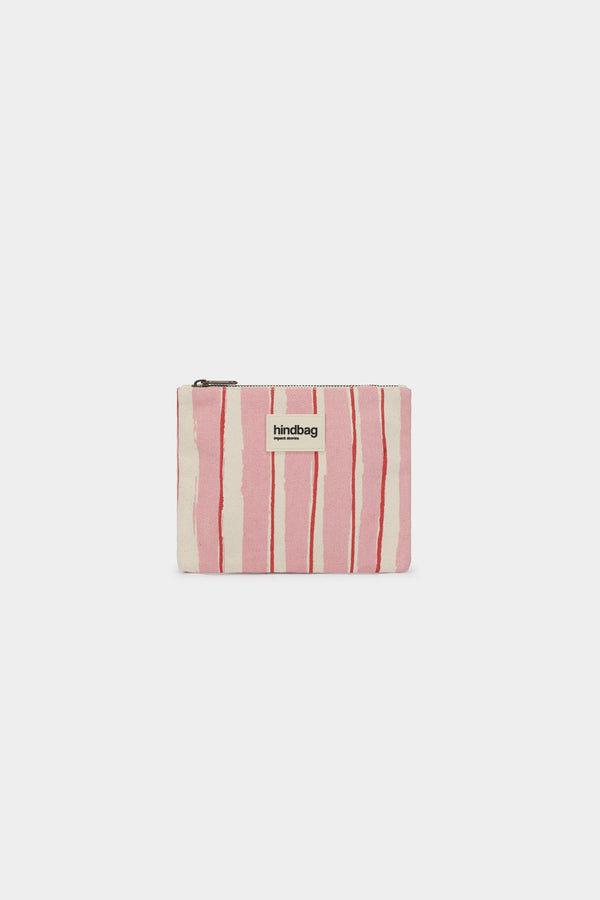 Lou Red and Pink Striped Pouch