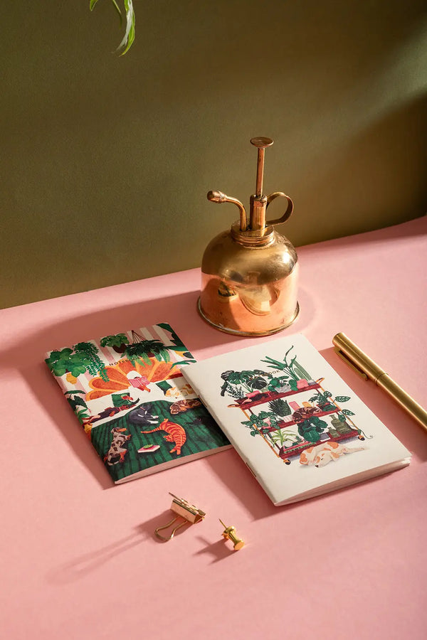La vie avec les animaux de compagnie et les plantes - Carnet de poche A6 DUO