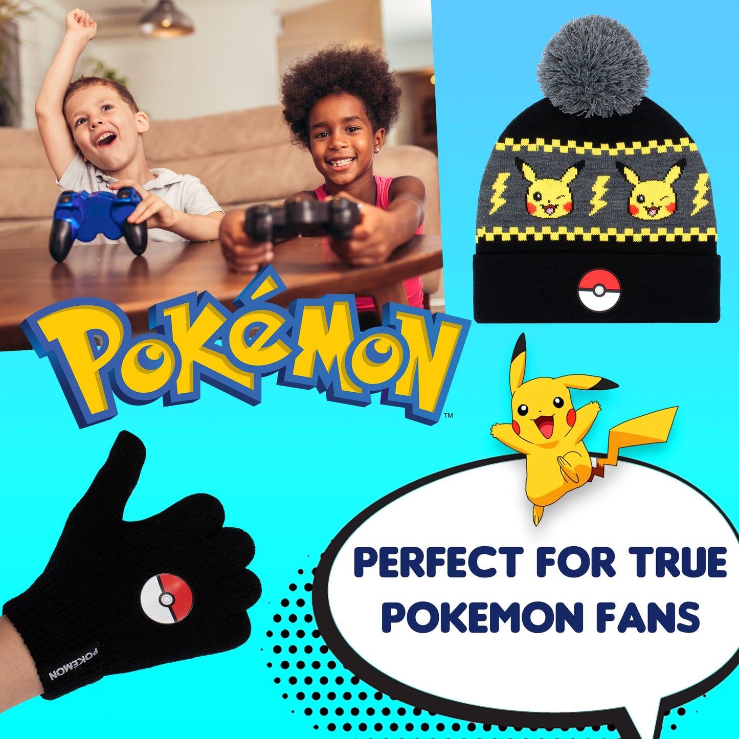 Pikachu Hat & Gloves Set