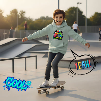 Fringoo gamer Sweat à capuche garçon Cotton Rich Soft Hooded Sweatshirt- Pro gamer vert
