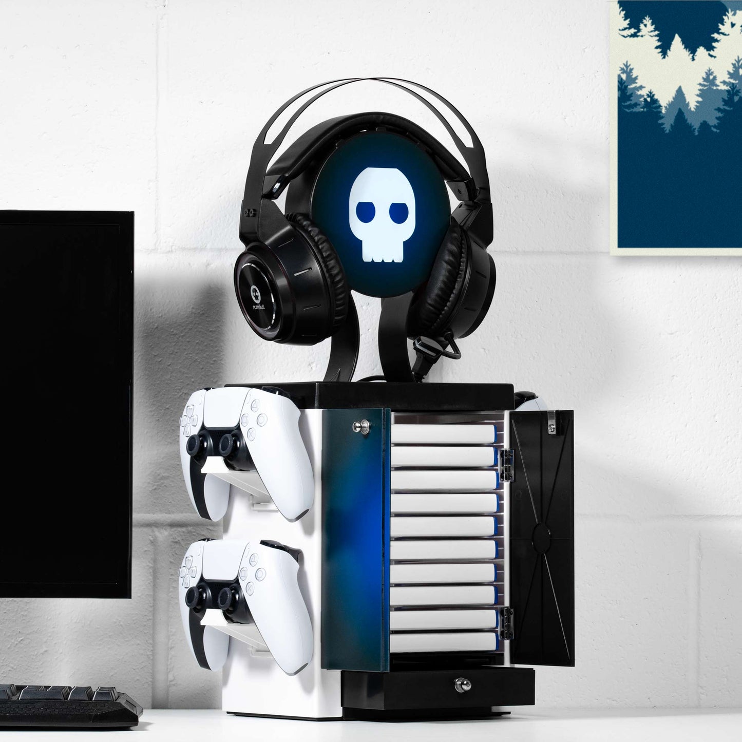 Casier Gaming Inspiration PS5 - Bleu et Blanc