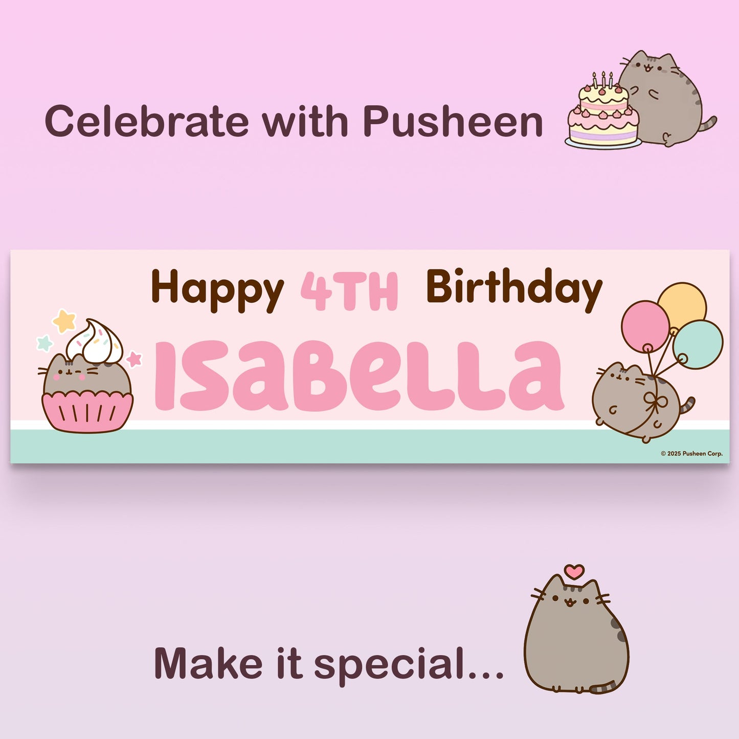 Pusheen Birthday Banner for enfant