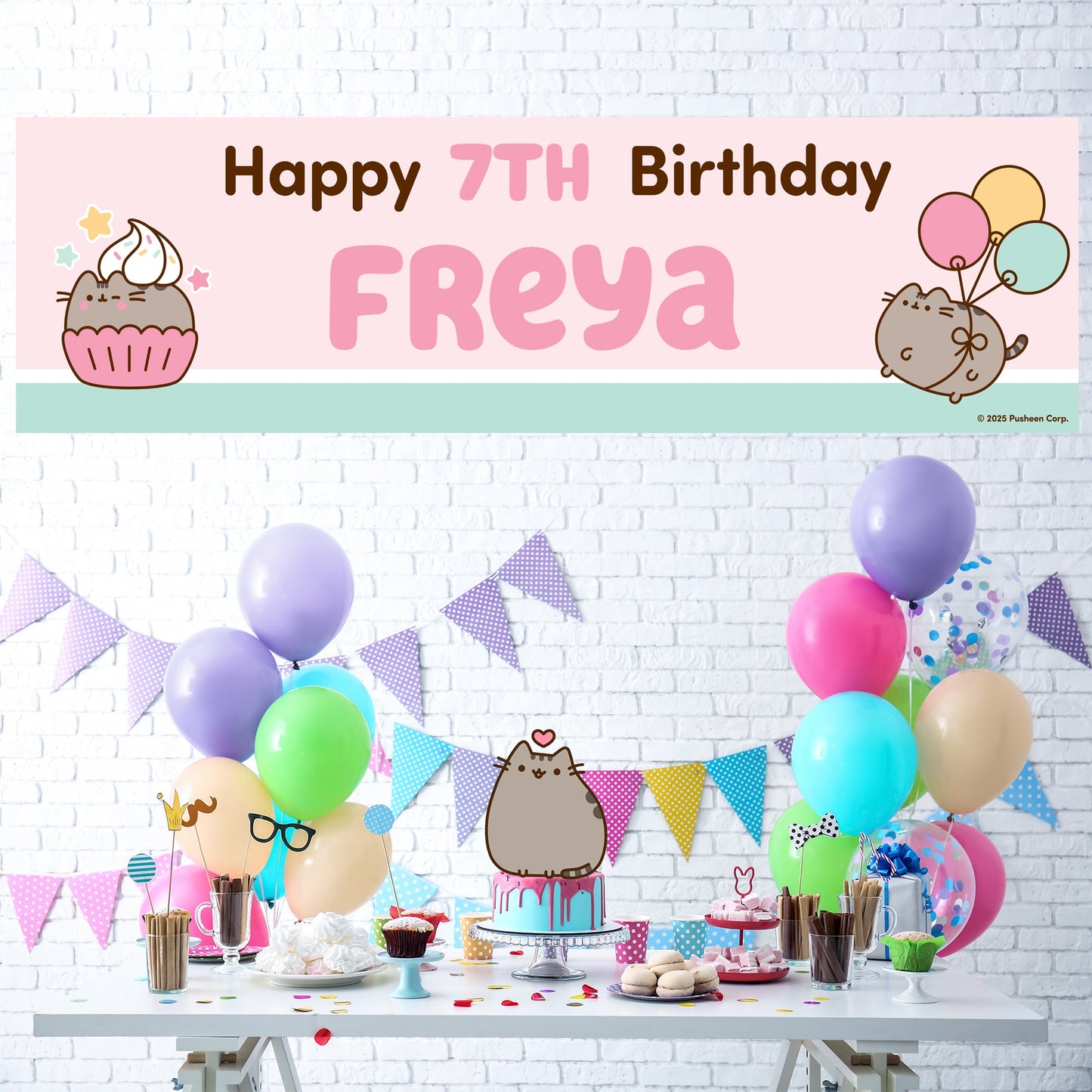 Pusheen Birthday Banner for enfant