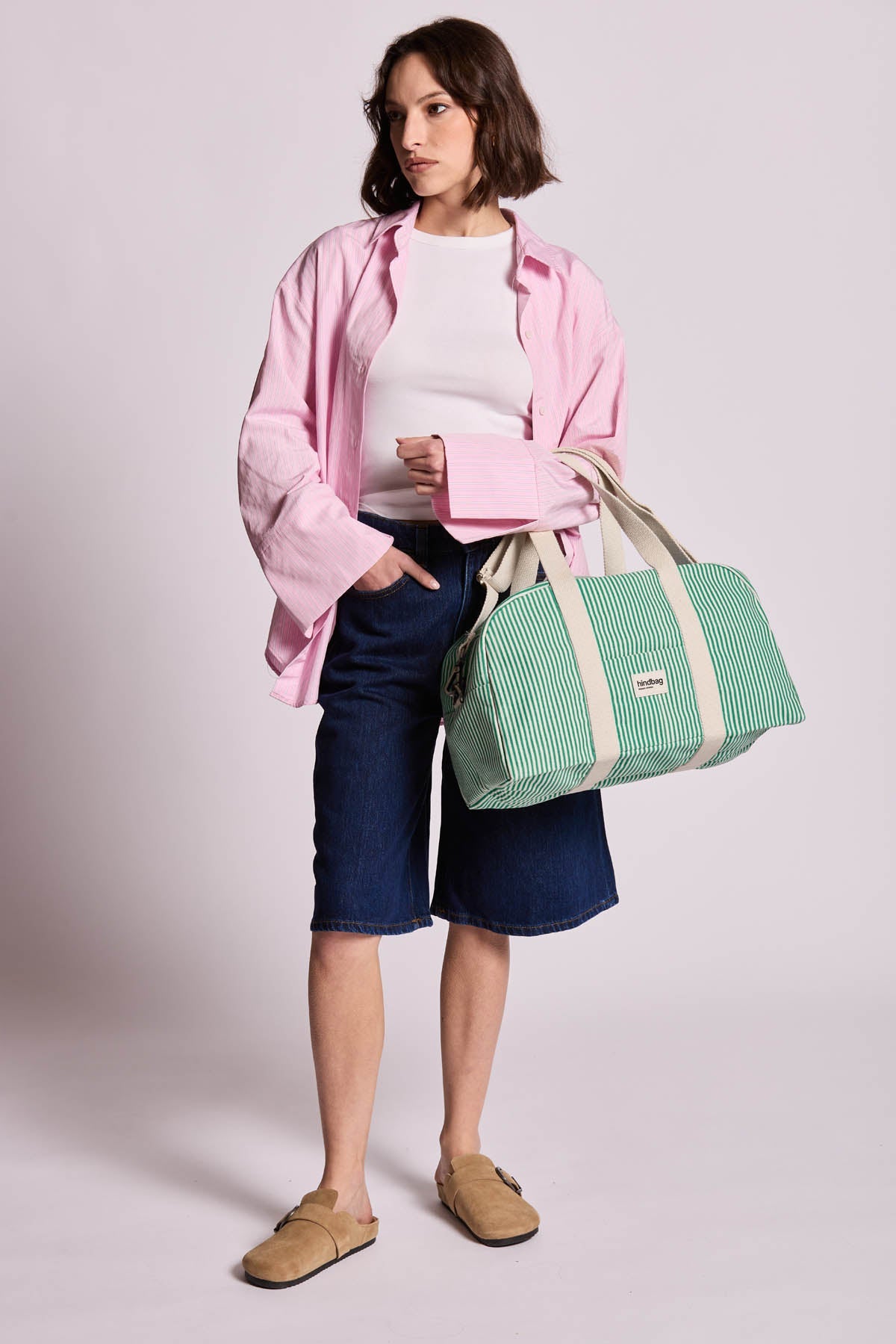 Charlie Striped Green Bowling Bag