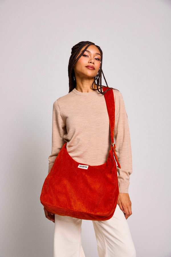 Sac hobo Claire Velours Brique