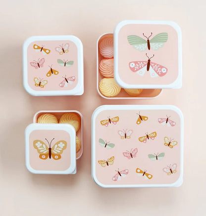 Pack of 4 Snack and Lunch Boxes - Butterflies