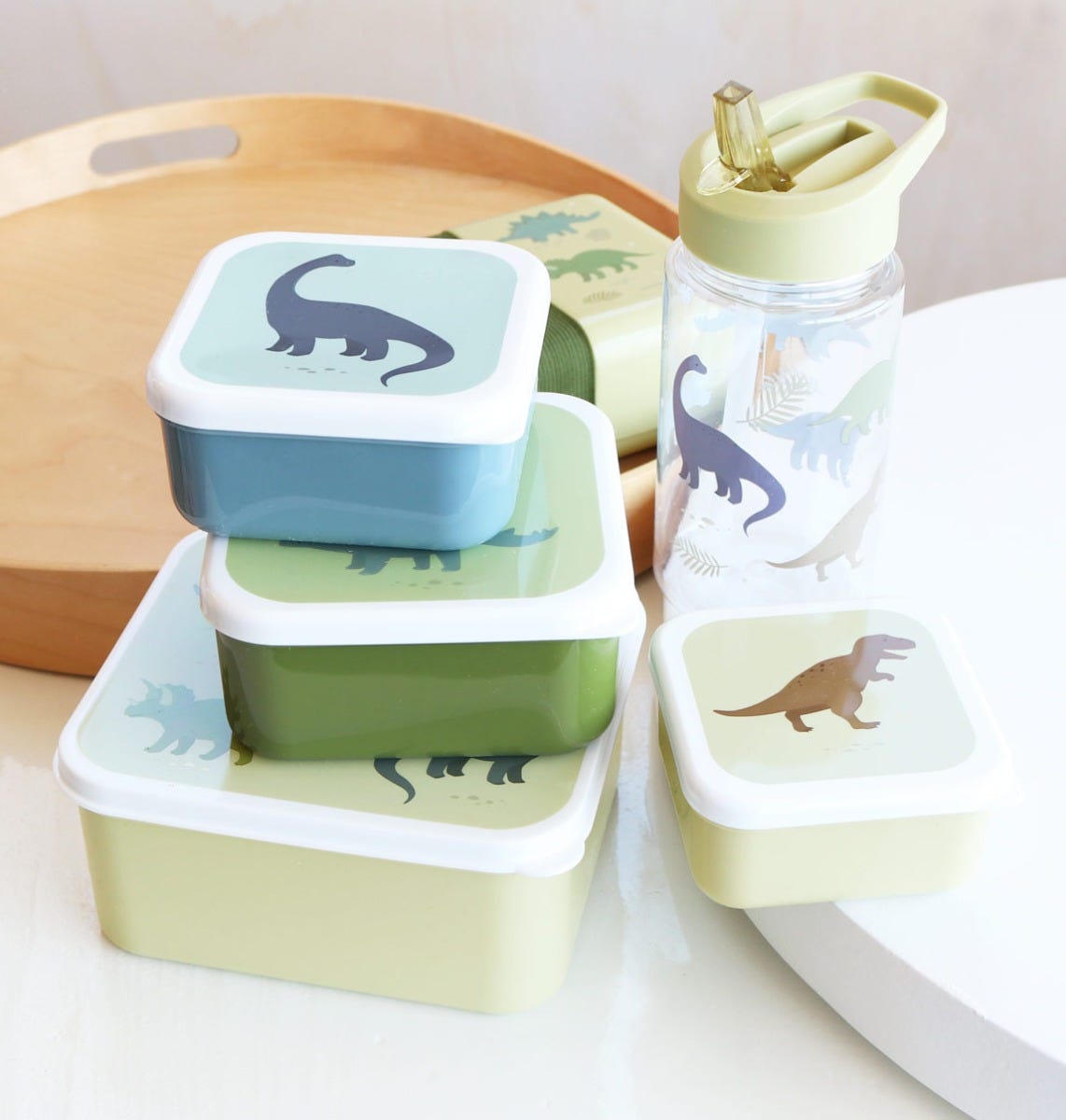 Lot de 4 boîtes repas et goûter - Dinosaures – vue 5 – A Little Lovely Company