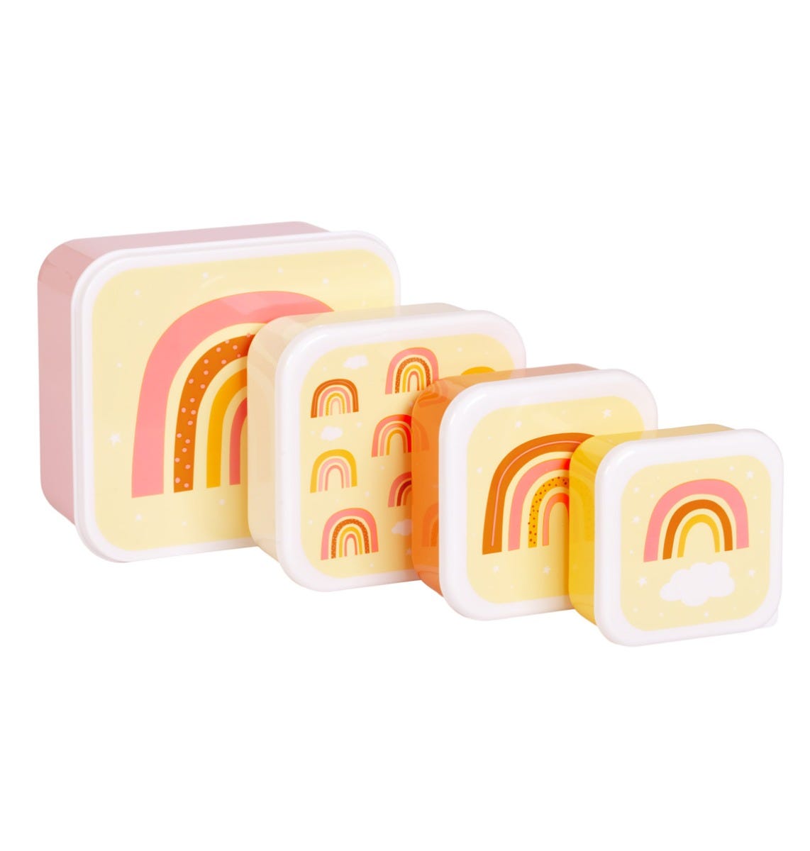 Lot de 4 boîtes repas et goûter - Arcs-en-ciel – vue 3 – A Little Lovely Company