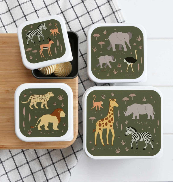 Lot de 4 boîtes repas et goûter - Savane – vue 2 – A Little Lovely Company