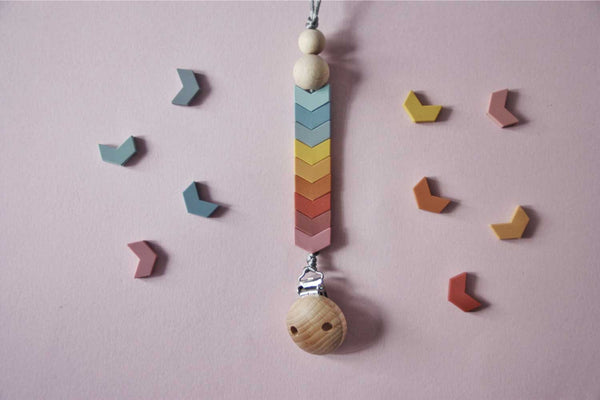 Silicone Pacifier Clip Chevron Multi