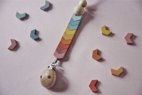 Silicone Pacifier Clip Chevron Multi