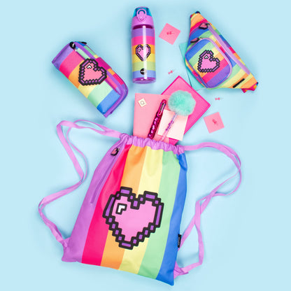 Straw Water Bottle - Pixel Heart