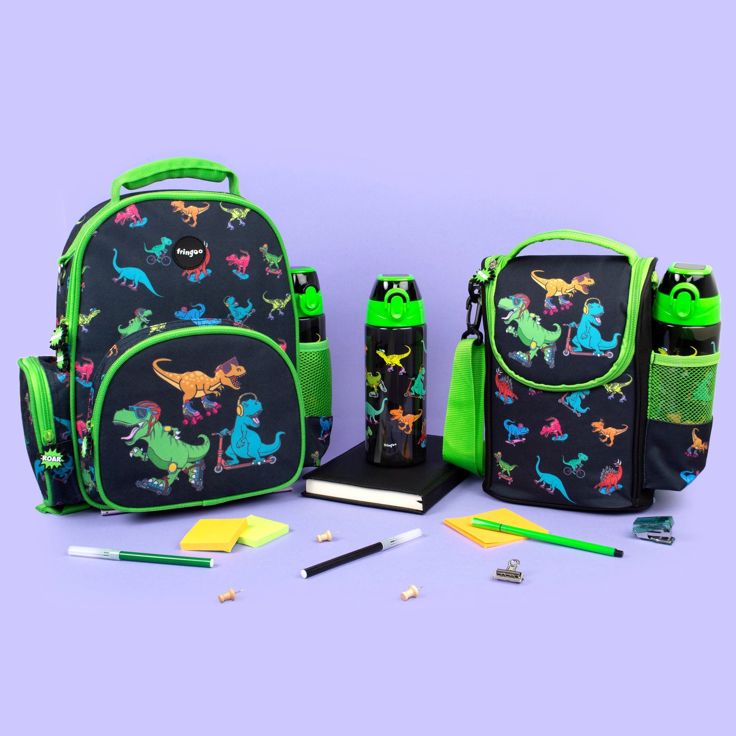 Kids School Backpack - Skater Dinosaurs