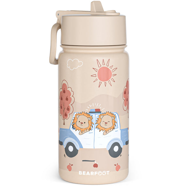 Thermo Kids' Stainless Steel Water Bottle - Police brown