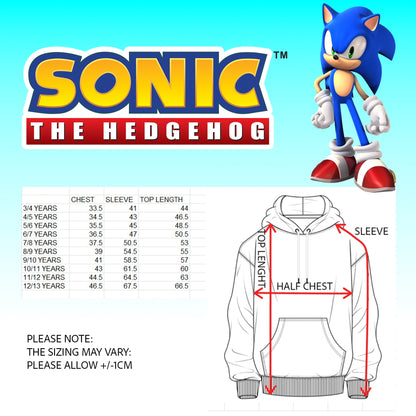 Sonic THE HEDGEHOG garçon Sweat à capuche – 100% Cotton Hooded Sweatshirt