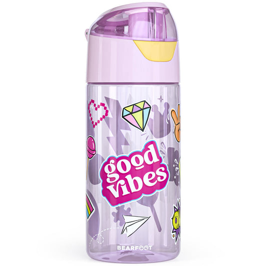 Kids' water bottle, lightweight water bottle - purple stickers