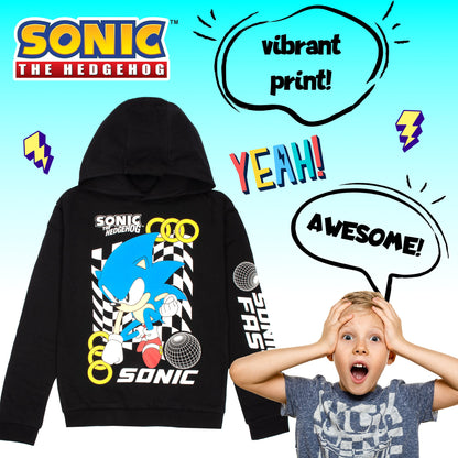 Sonic THE HEDGEHOG garçon Sweat à capuche – 100% Cotton Hooded Sweatshirt