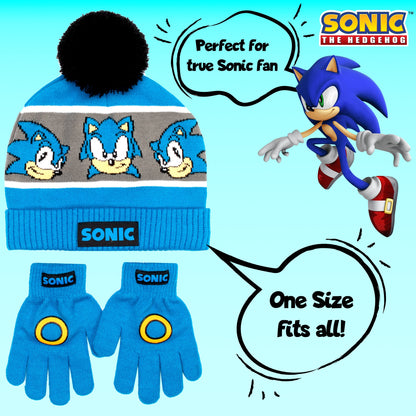 Sonic THE HEDGEHOG Winter Hat & Gloves Set garçon