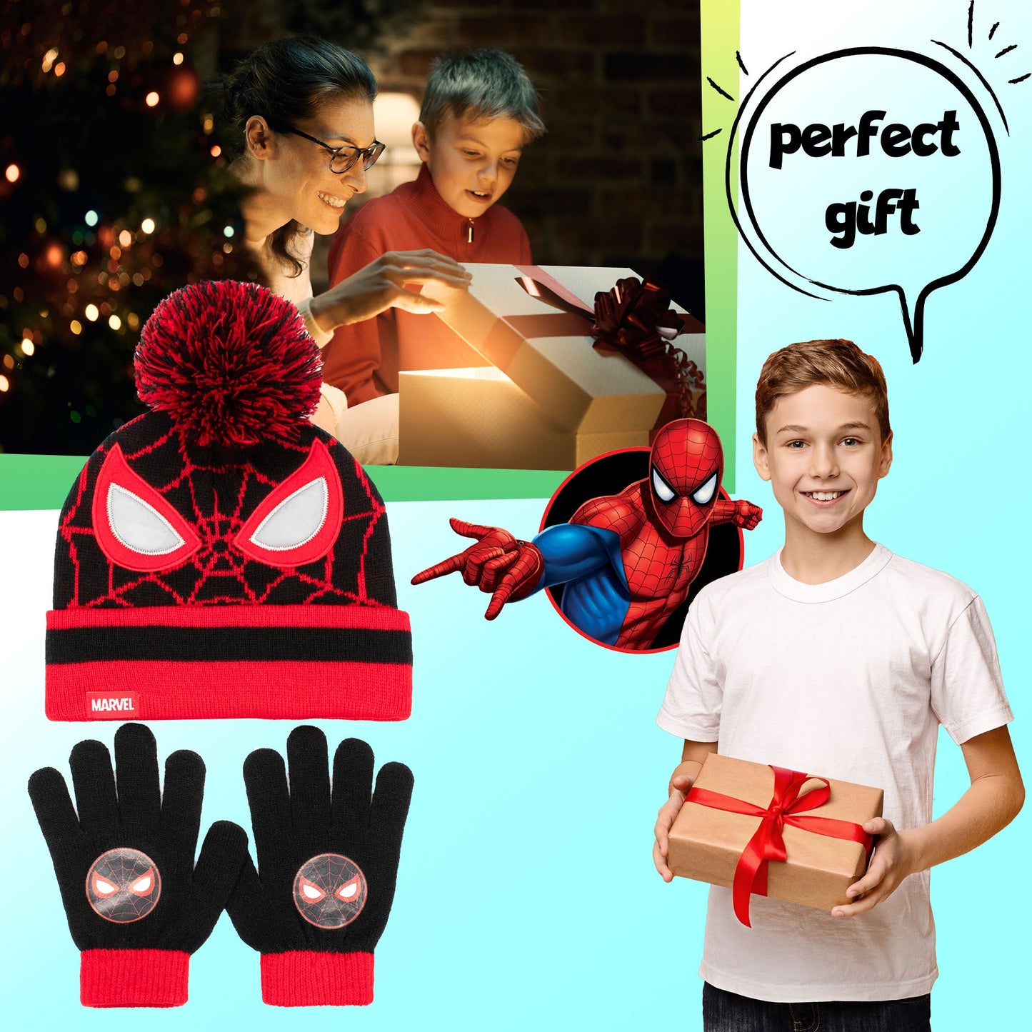 Marvel Spider-Man Winter Hat & Gloves Set garçon