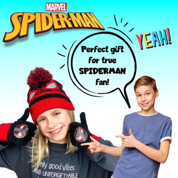 Marvel Spider-Man Winter Hat & Gloves Set for Boys