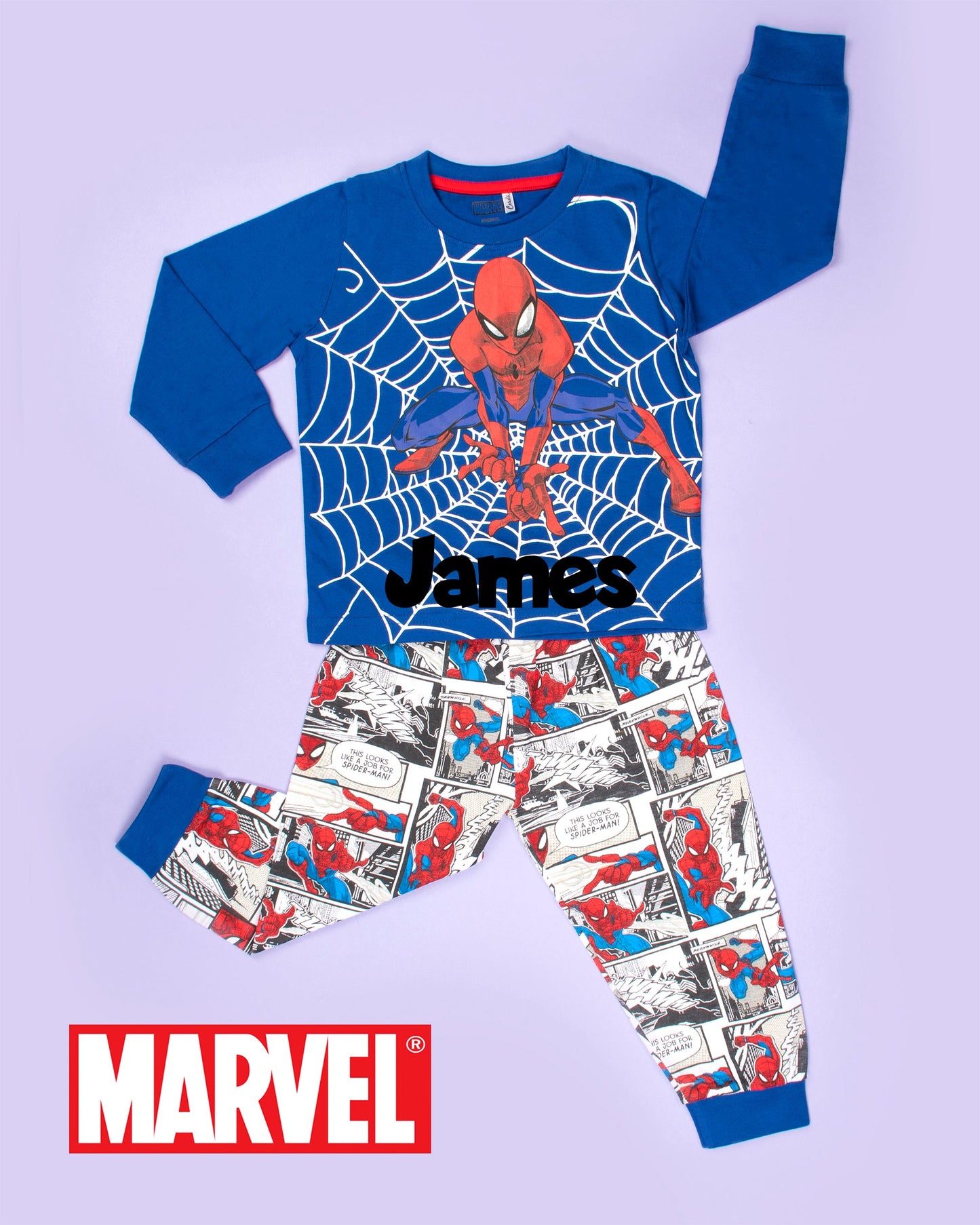 Personalised Pyjama Set Spider-Man - Blue
