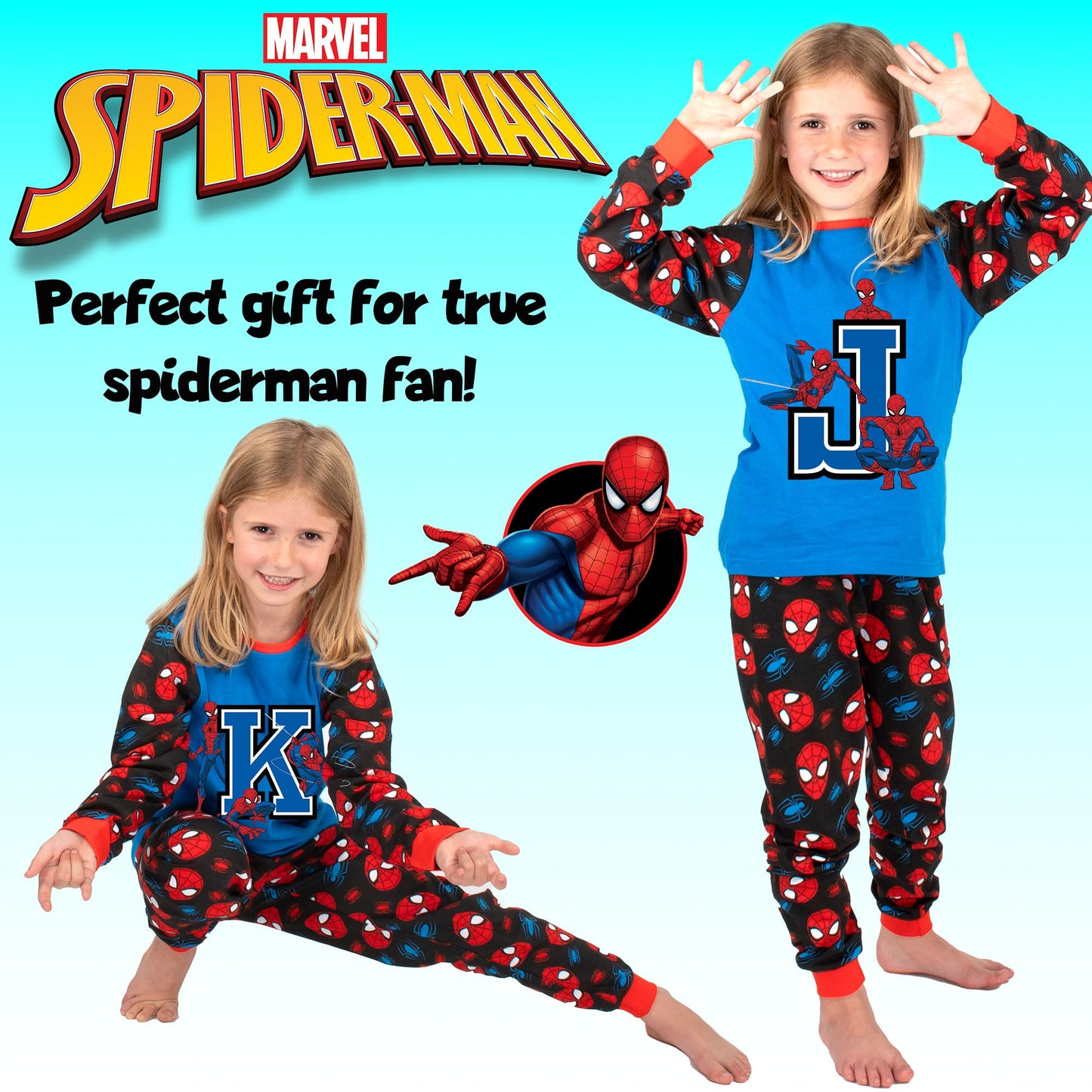 Marvel Spider-Man Personalised Initial Pyjamas