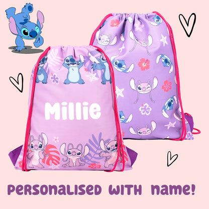 Official Disney Stitch & Angel Personalized Drawstring Bag | Kids PE Bag | Fringoo
