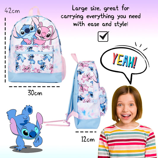 Disney Stitch fille Sac à dos scolaire | Tie Dye enfant Rucksack