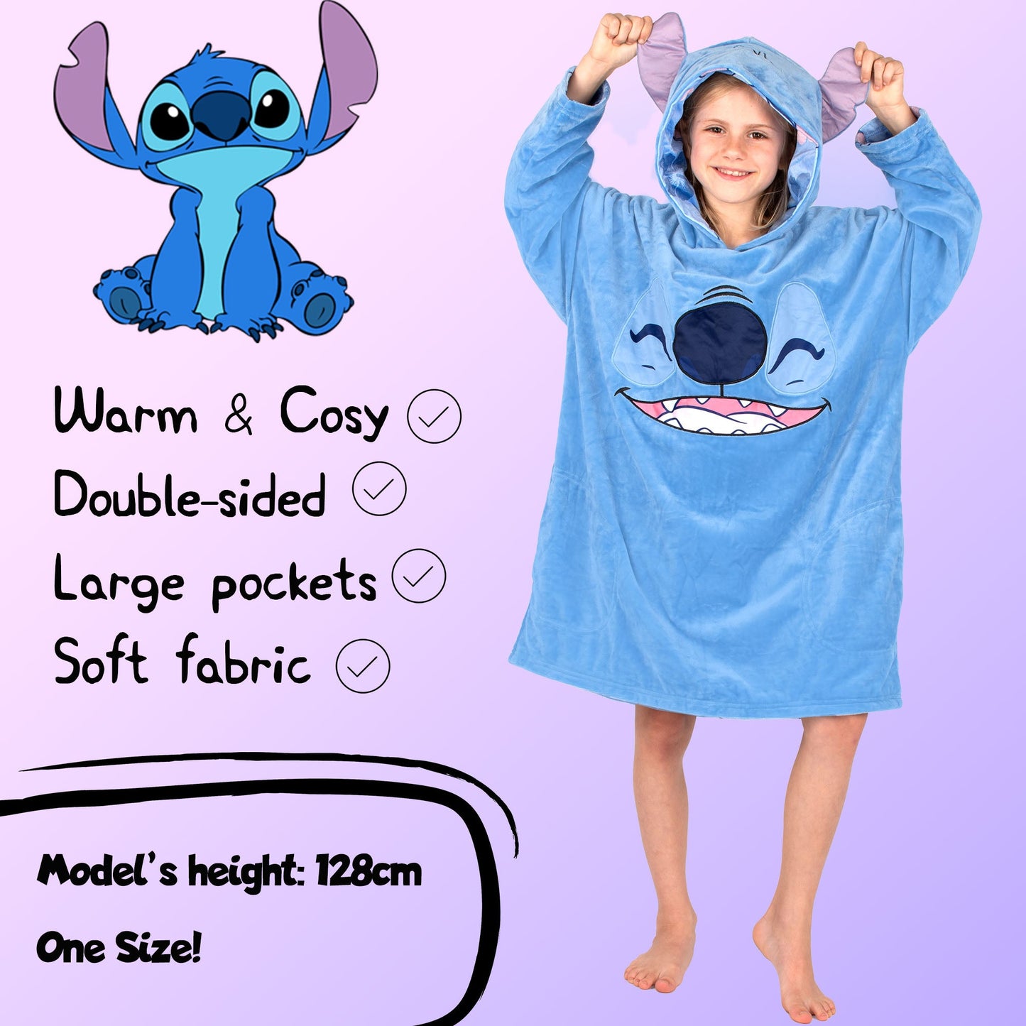 Disney Stitch Oversized Sweat à capuche Couverture -bleu