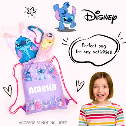 Official Disney Stitch & Angel Personalized Drawstring Bag | Kids PE Bag | Fringoo