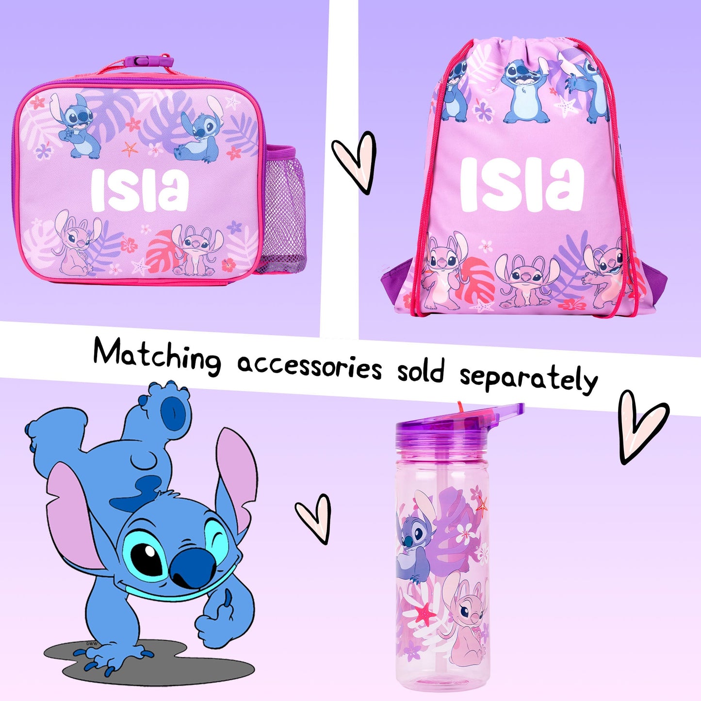 Official Disney Stitch & Angel Personalized Drawstring Bag | Kids PE Bag | Fringoo